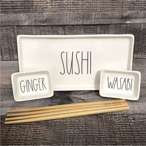 Rae Dunn Cream Sushi Plate and Chopstick Set
